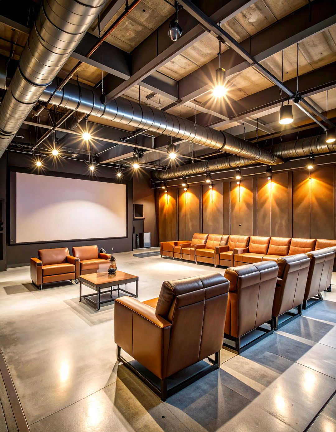 Garage Conversion Theater with Industrial Elements - 25 Home Theater Ideas
