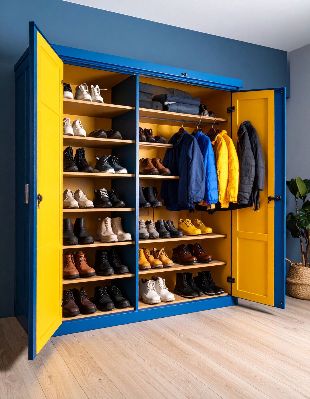 Garage Shoe Storage Cabinet with Weatherproof Doors - 25 Garage Shoe Storage Ideas