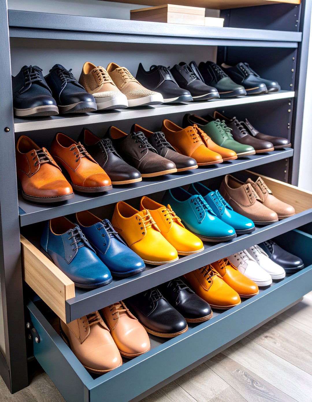 Garage Shoe Storage Shelving with Pull Out Drawers - 25 Garage Shoe Storage Ideas