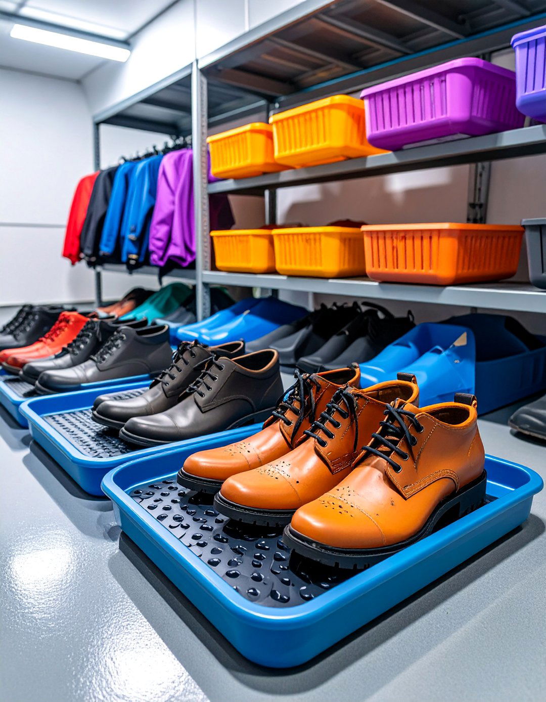 Garage Shoe Storage Trays with Drainage Systems - 25 Garage Shoe Storage Ideas