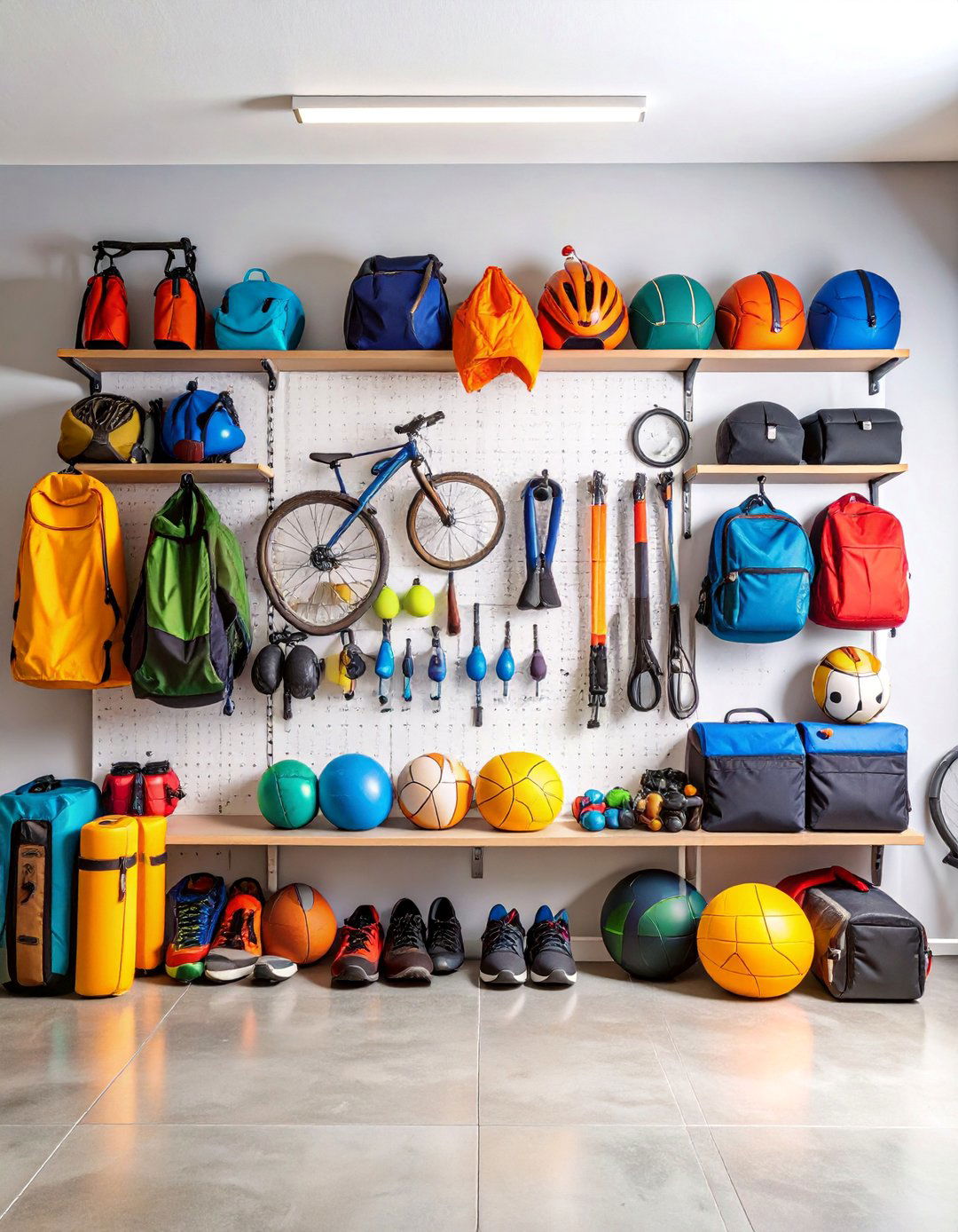 Garage Sports Equipment Pegboard - 25 Pegboard Ideas