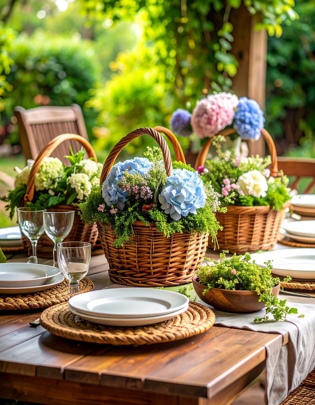 Garden Basket Hydrangea Centerpiece - 25 Hydrangea Centerpiece Ideas