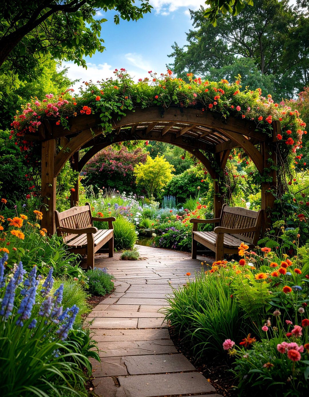 Garden Bridge with Integrated Seating - 25 Garden Bridge Ideas