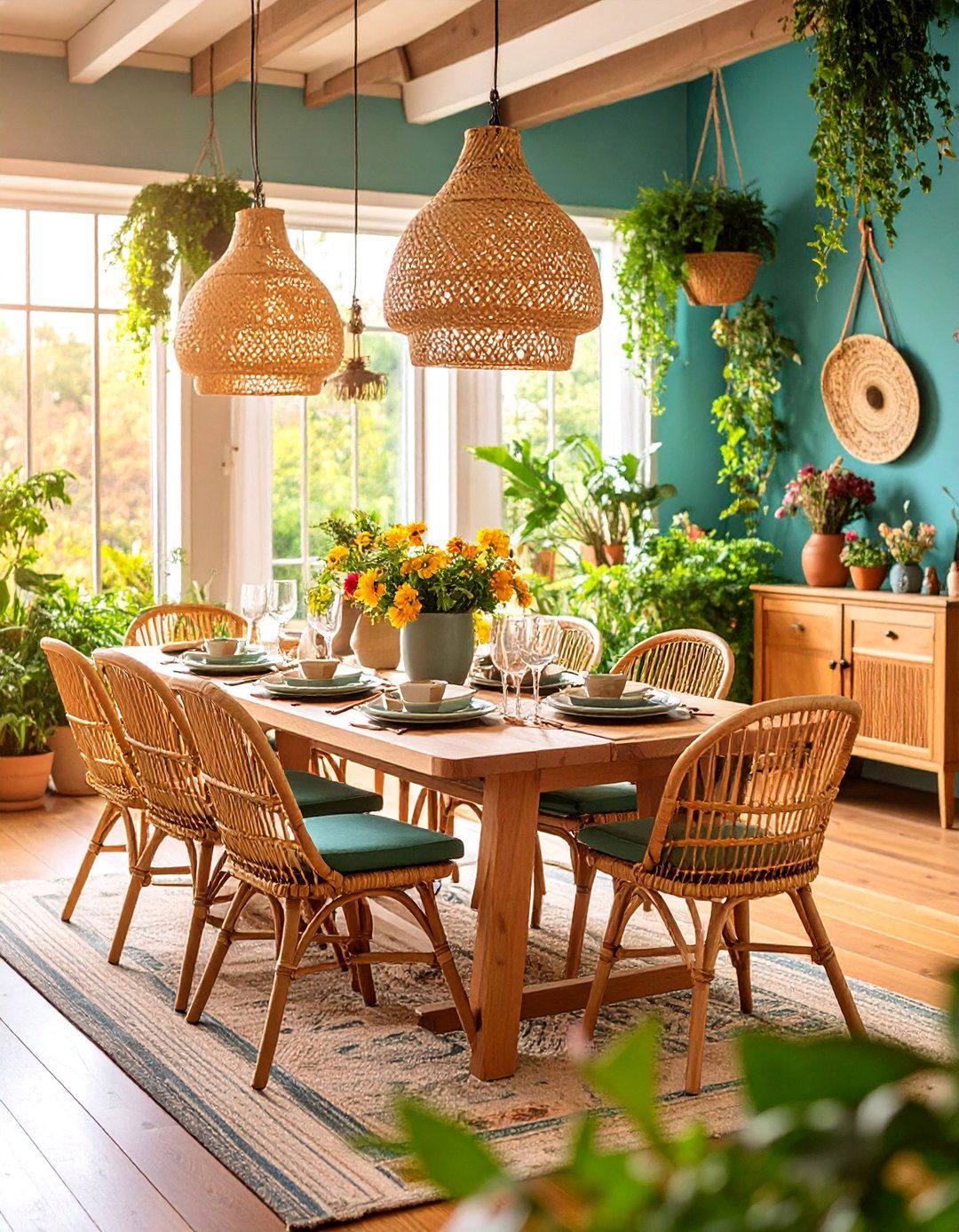 Garden Cottage Dining Room with Botanical Elements - 25 cottage dining room ideas