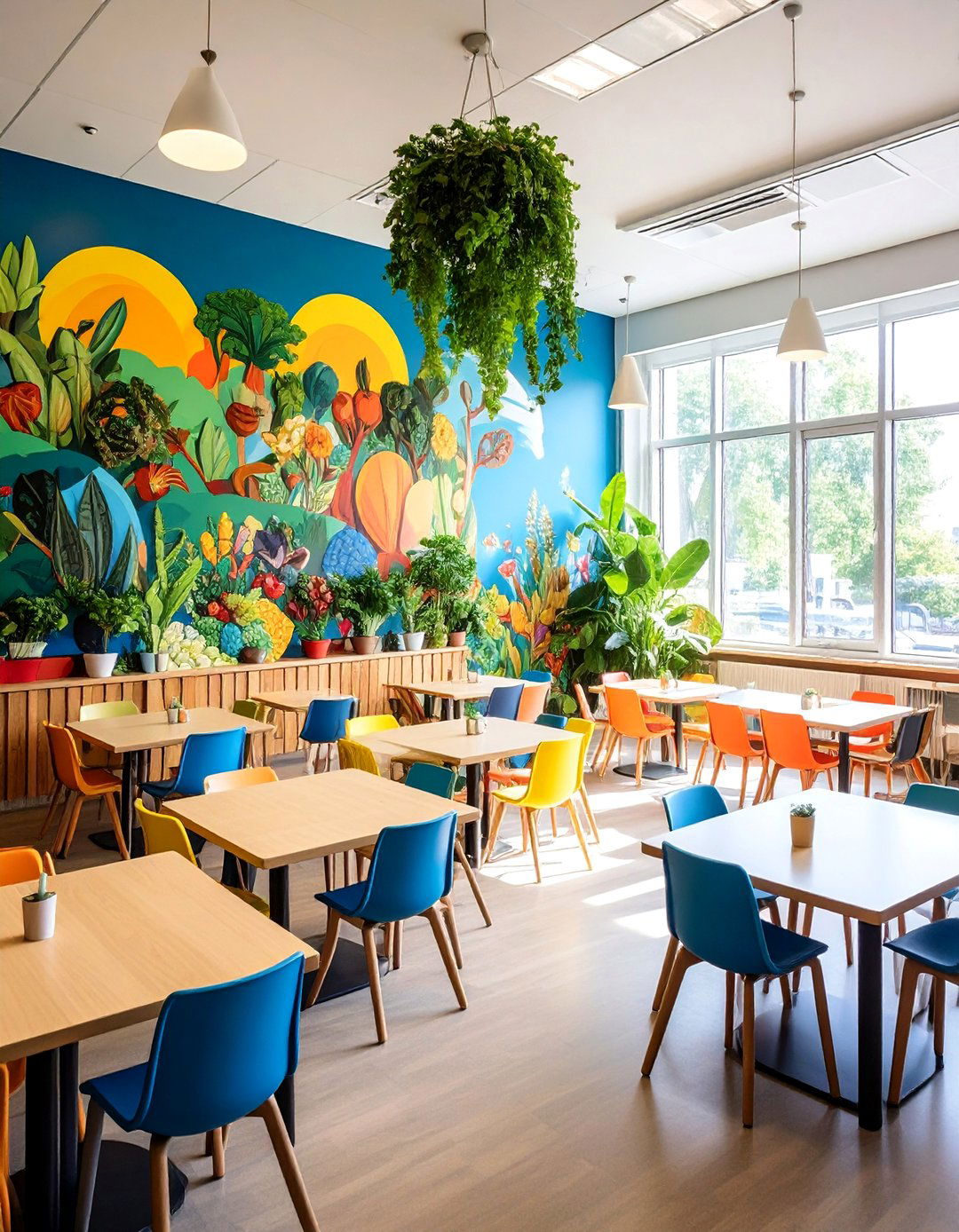 Garden Growth Mural with Plants and Farming Concepts - 25 School Mural Ideas