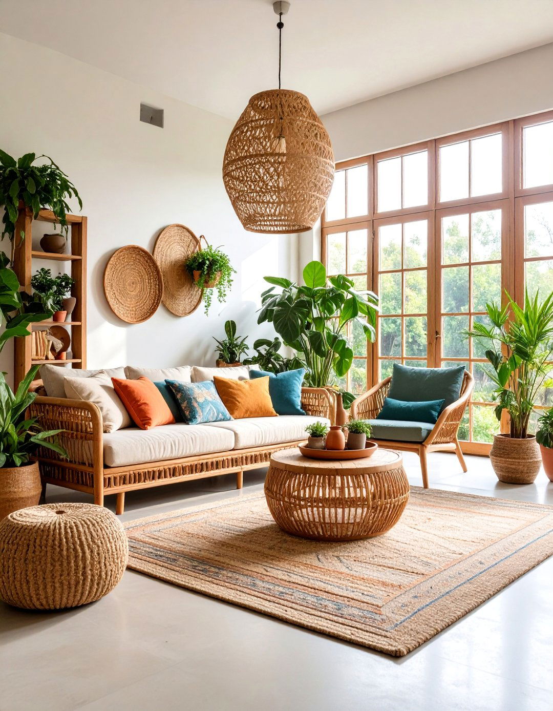 Garden Inspired Eclectic Living Room with Indoor Plants - 25 Eclectic Living Room Ideas