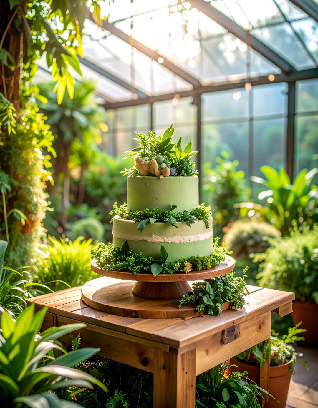 Garden Inspired Small Wedding Cake with Herbs - 25 Small Wedding Cake Ideas