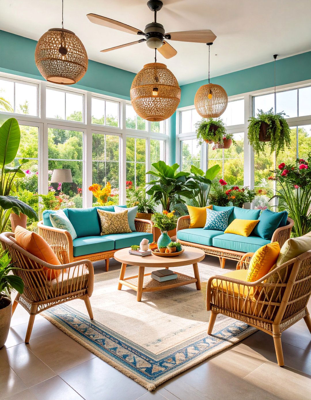 Garden Inspired Sunroom with Natural Textures - 25 Nancy Meyers Interior Design Ideas