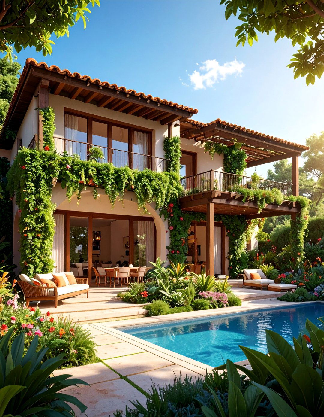 Garden Integrated Spanish with Living Walls - 25 spanish style home exterior ideas