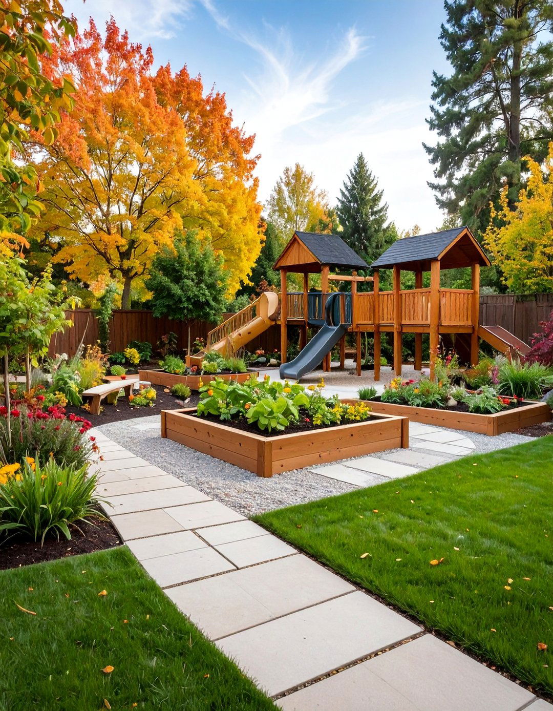 Garden Integration Backyard Playground Design - 25 Backyard Playground Ideas