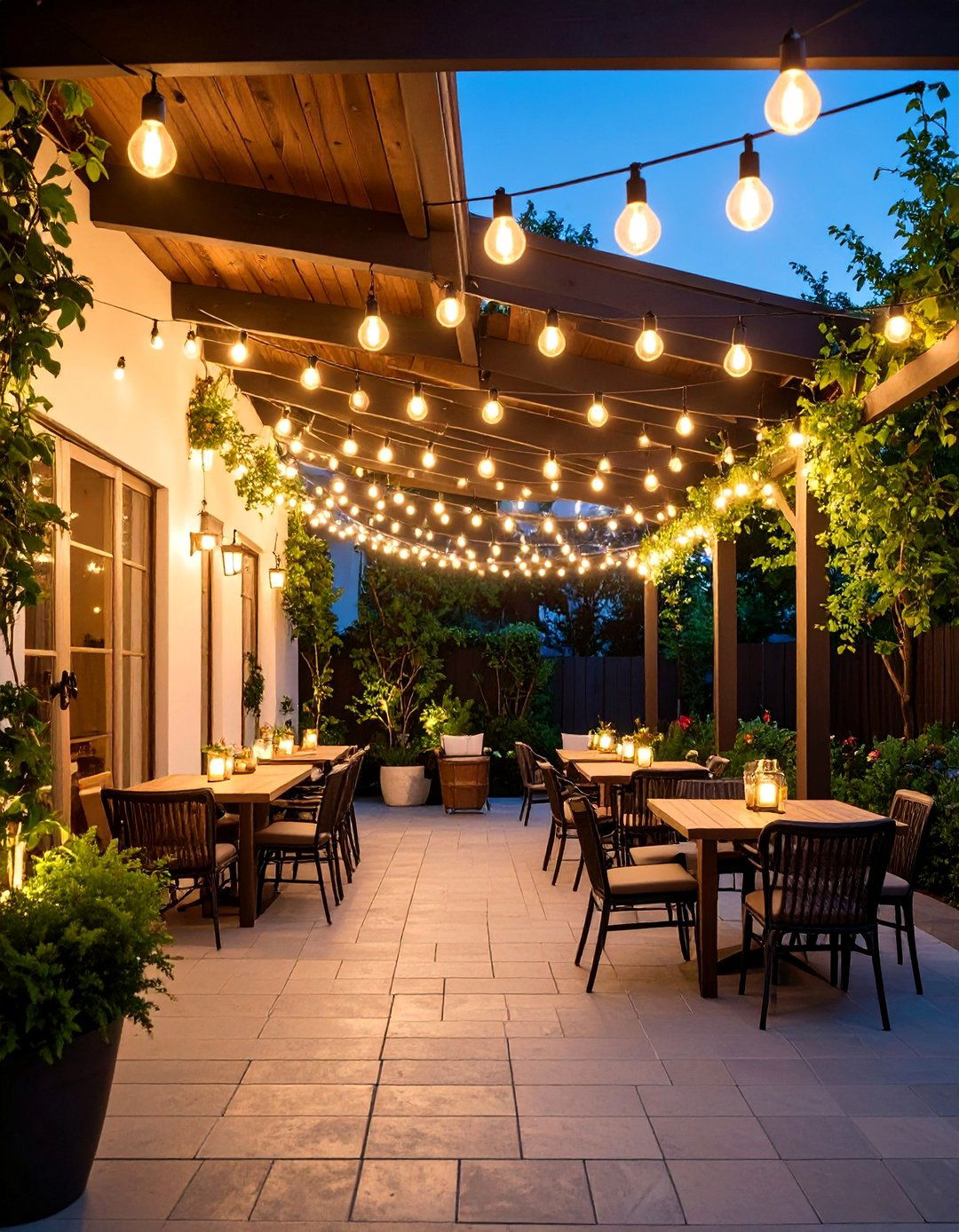 Garden Party Cafe Lights - 25 Covered Patio Lighting Ideas