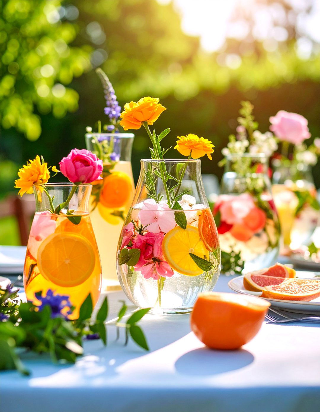 Garden Party Floating Centerpiece with Mixed Wildflowers - 25 Floating Wedding Centerpiece Ideas