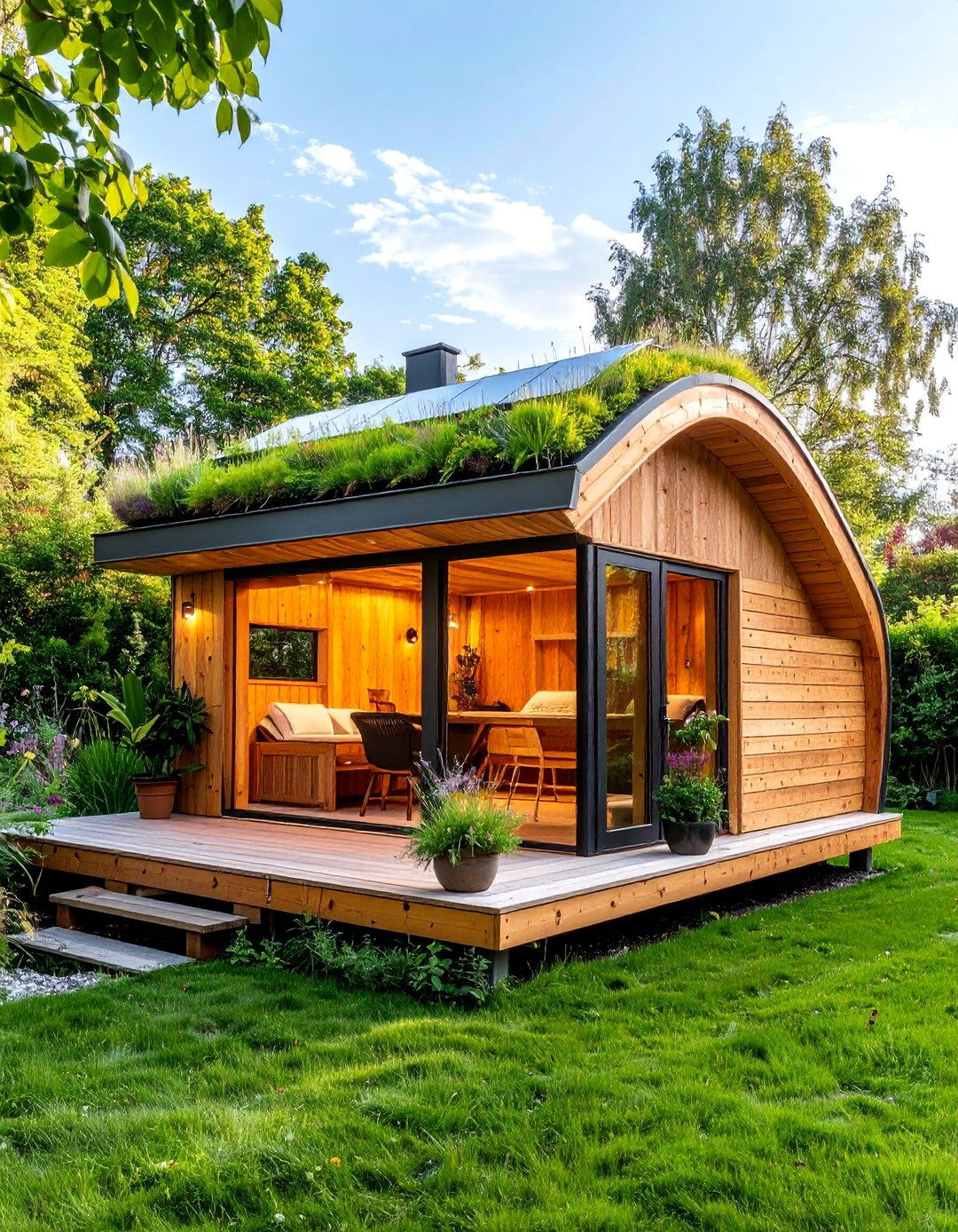 Garden Pod Sauna with Living Roof System - 25 Outdoor Sauna Ideas