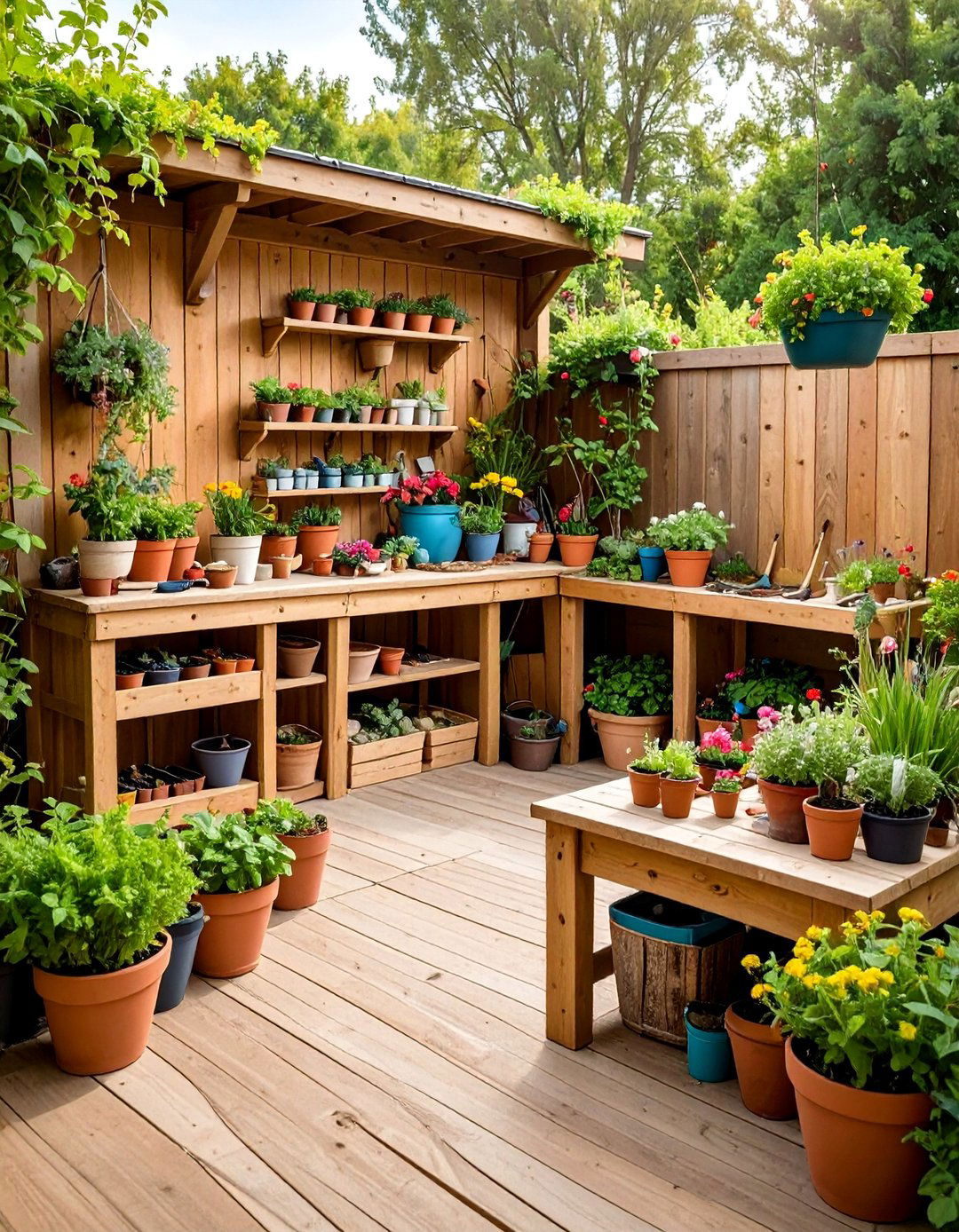 Garden Potting Station with Storage - 25 Cinder Block Garden Ideas