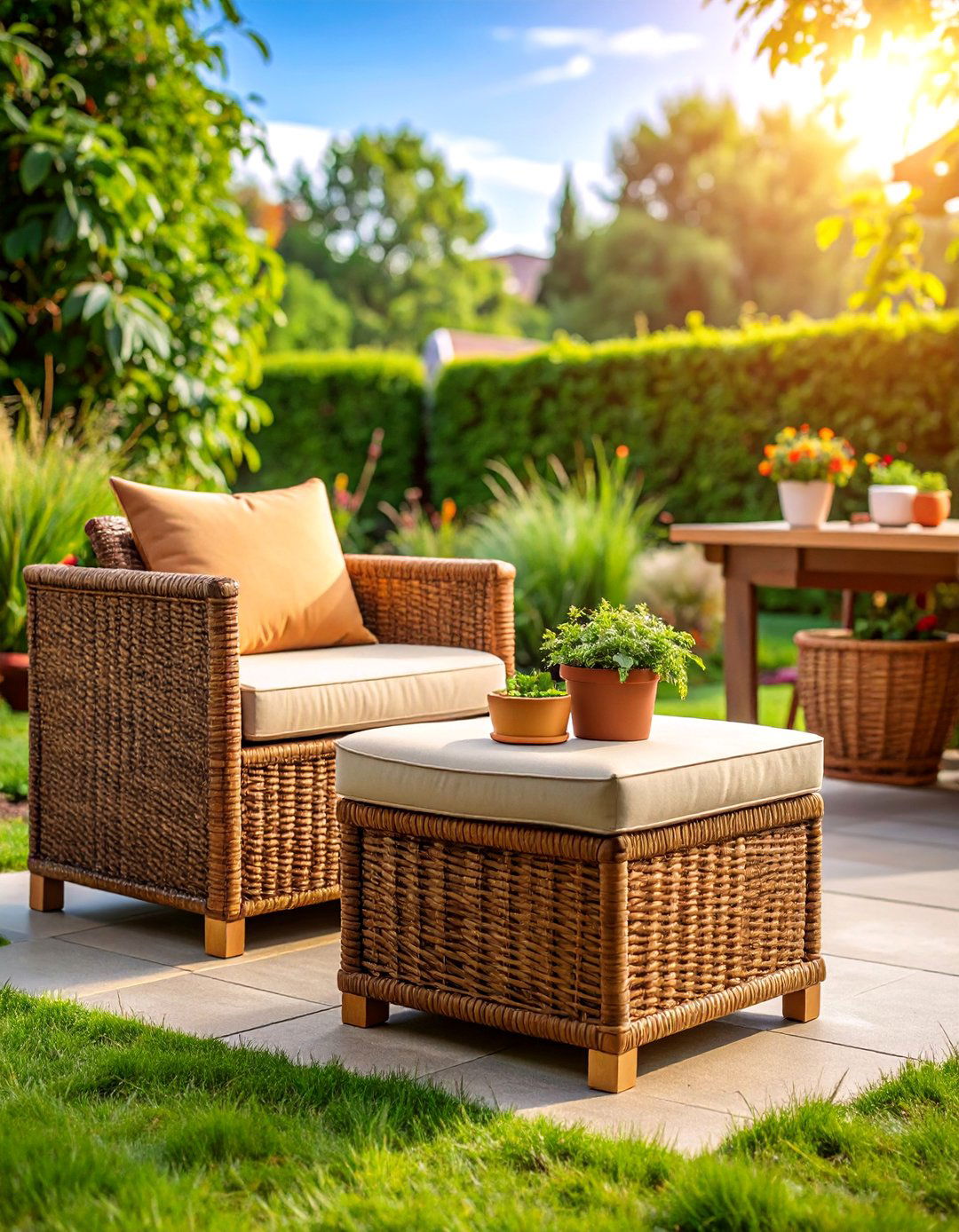 Garden Seating with Storage Ottoman Integration - 25 Garden Seating Ideas