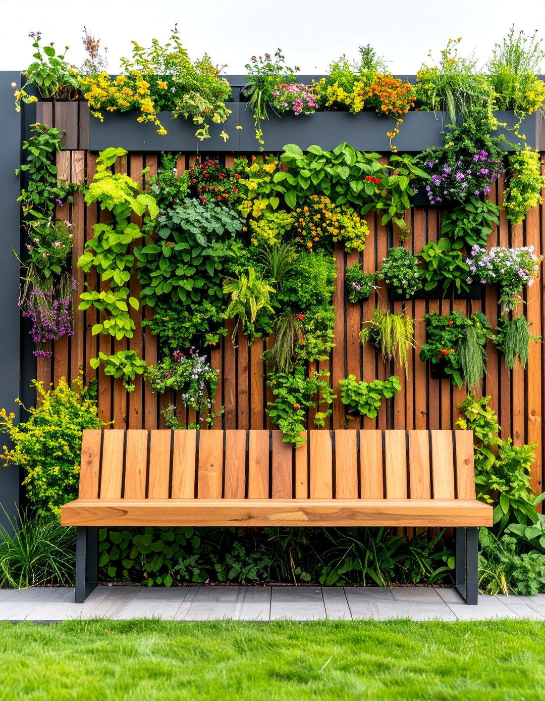 Garden Seating with Vertical Growing Systems - 25 Garden Seating Ideas