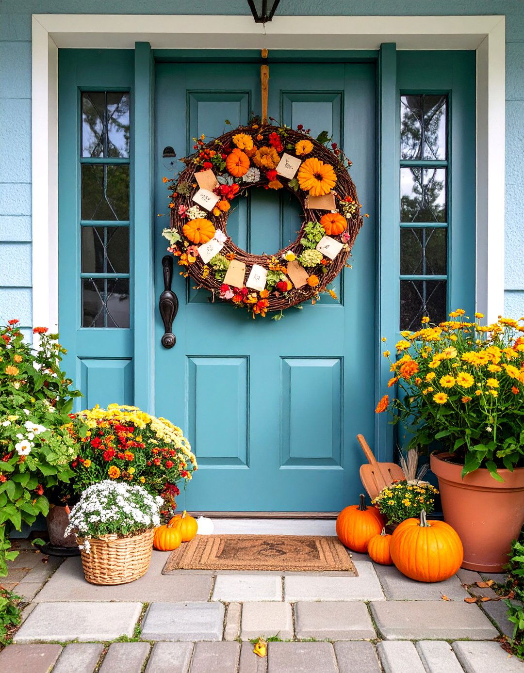 Garden Seed Packet Themed Display - 25 Spring Front Door Decor Ideas