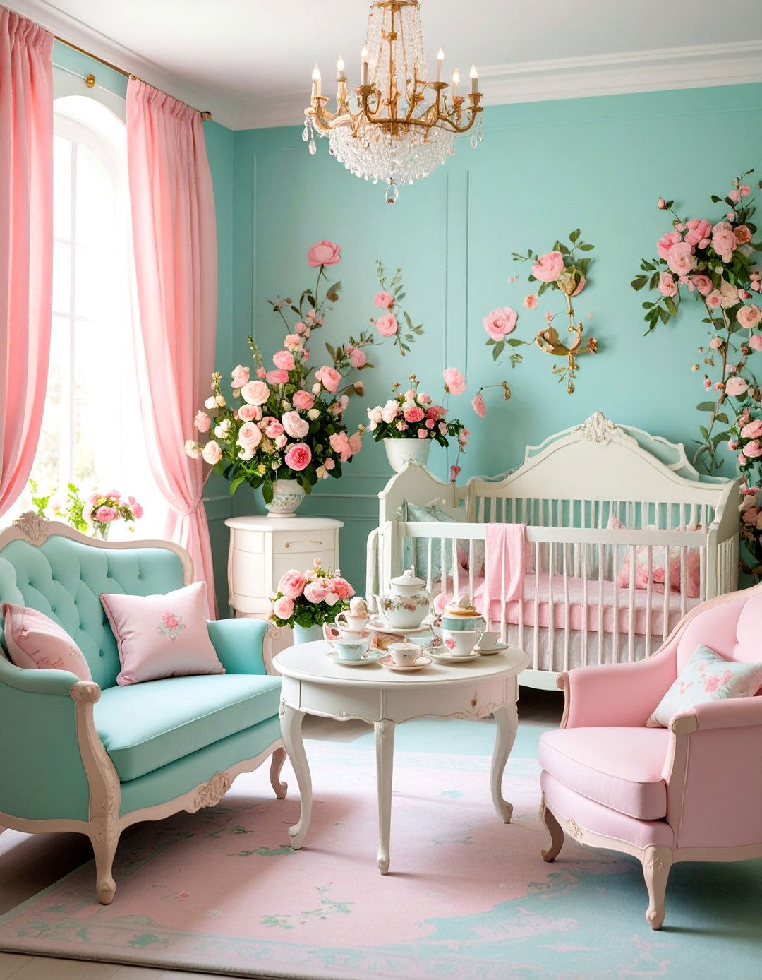 Garden Tea Party Nursery with Elegant Details - 25 Whimsical Nursery Ideas