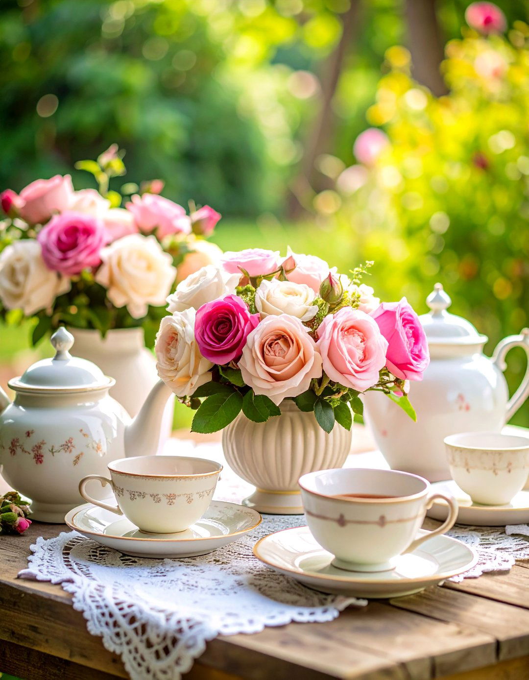 Garden Tea Party Rose Bouquet Display - 25 Baby Shower Centerpiece Ideas