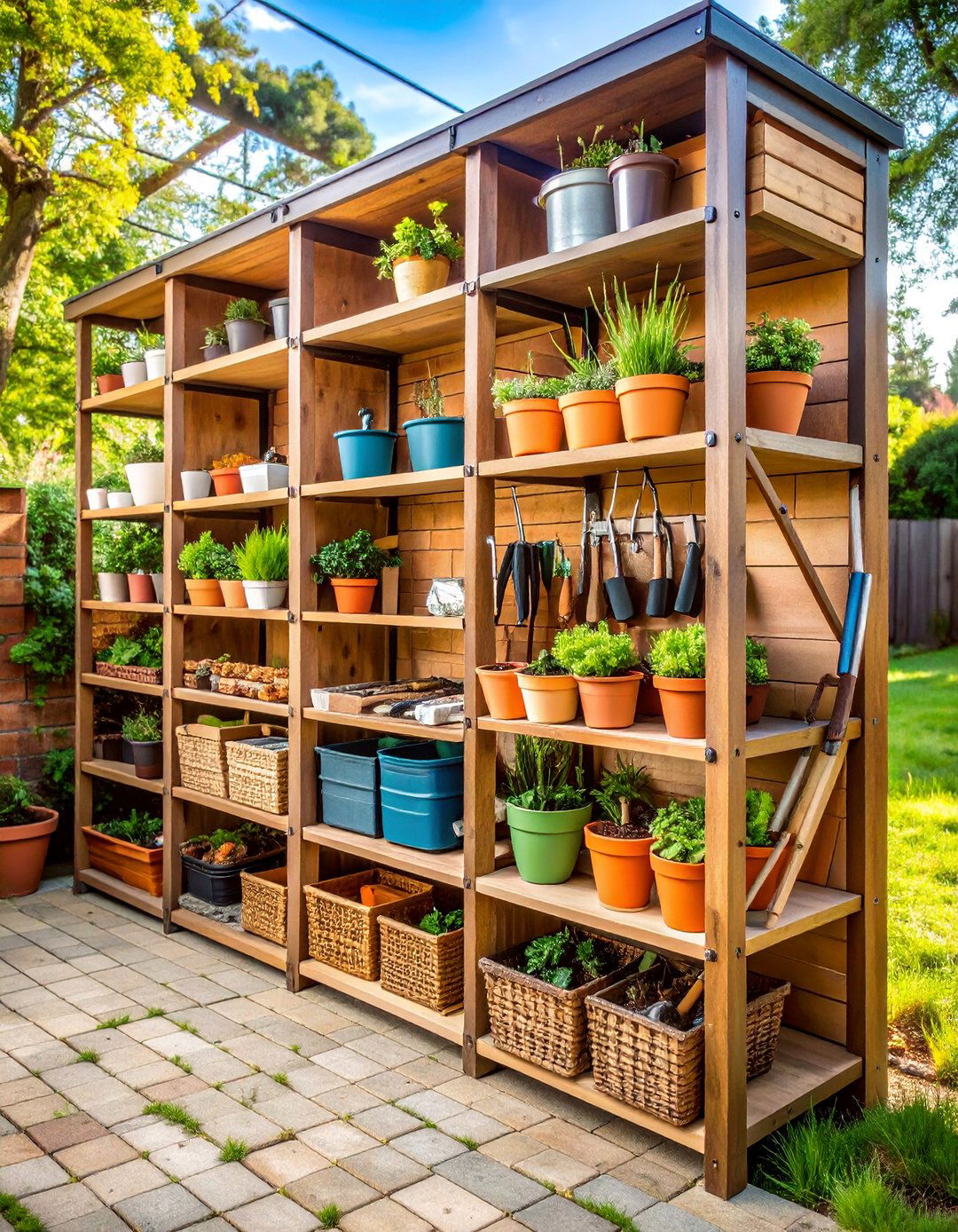 Garden Tool Storage and Organization Center - 25 Cinder Block Garden Ideas