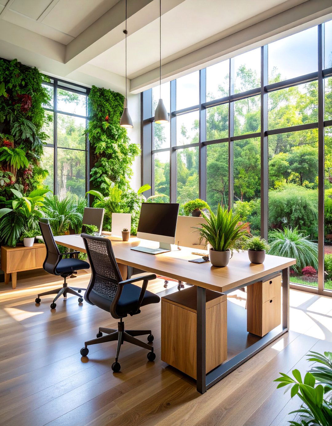 Garden View Office with Biophilic Design Elements - 25 Small Office Ideas
