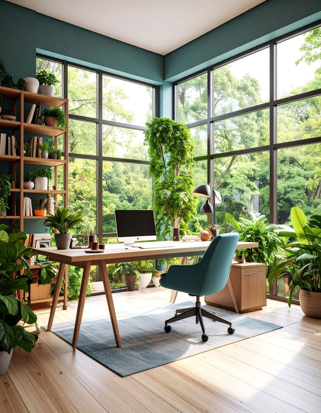 Garden View Study Room with Biophilic Design - 25 Study Room Ideas