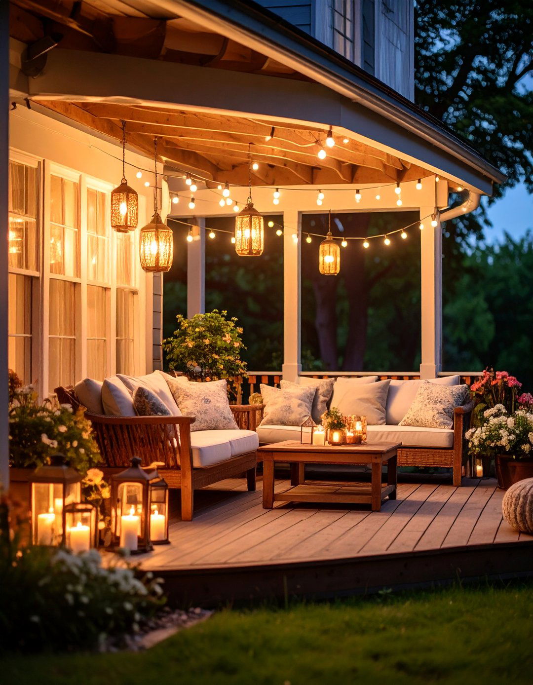 Gas Lantern Lit Romantic Evening Porch - 25 Southern Front Porch Ideas