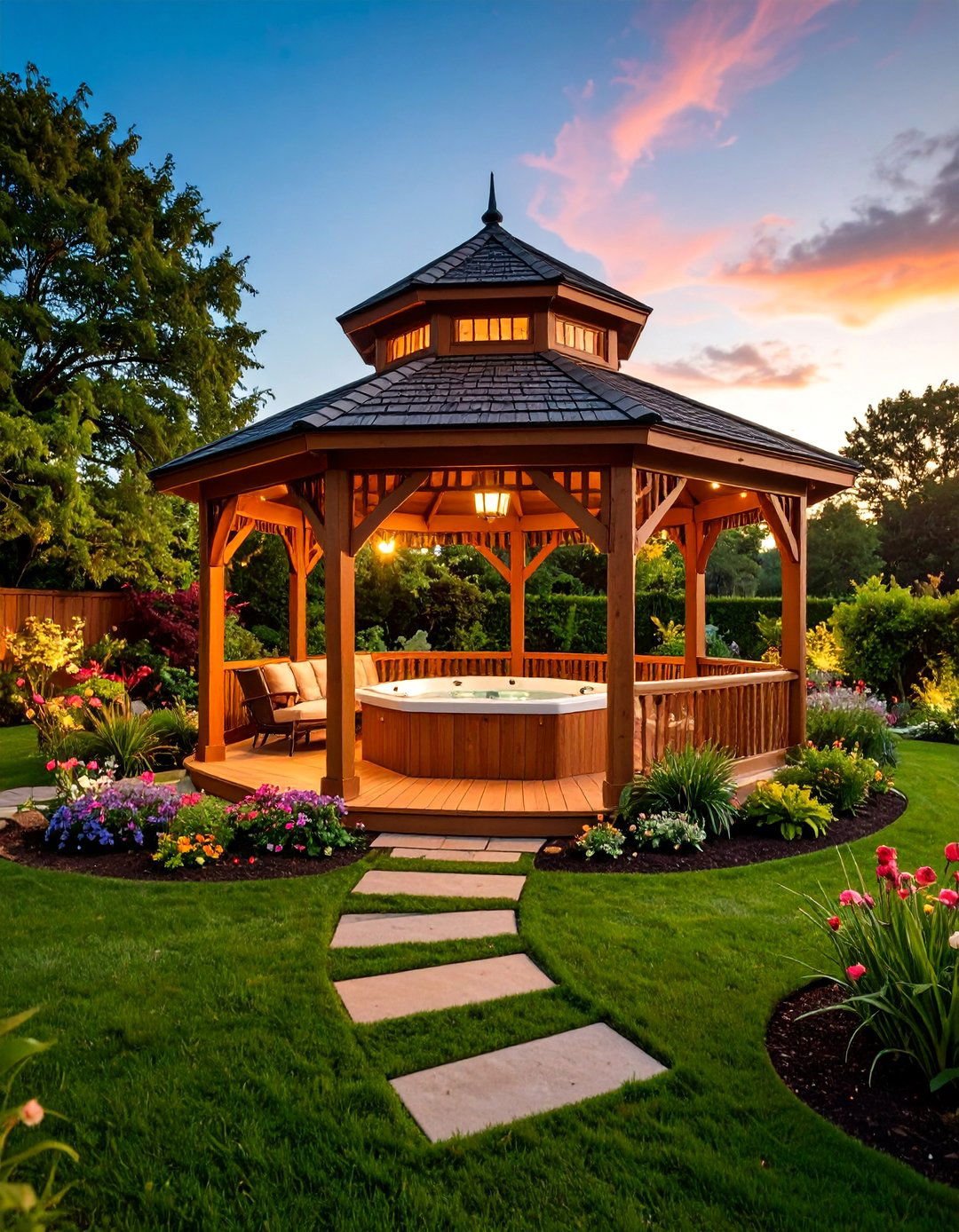Gazebo Enclosed Hot Tub Sanctuary - 25 Hot Tub Decor Ideas