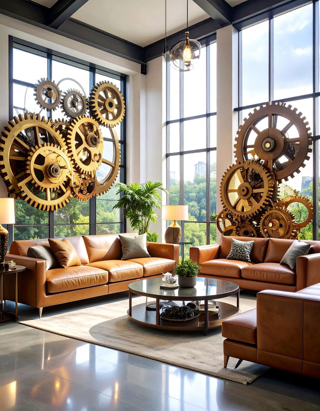 Gear Works Living Room - 25 Steampunk Interior Design Ideas