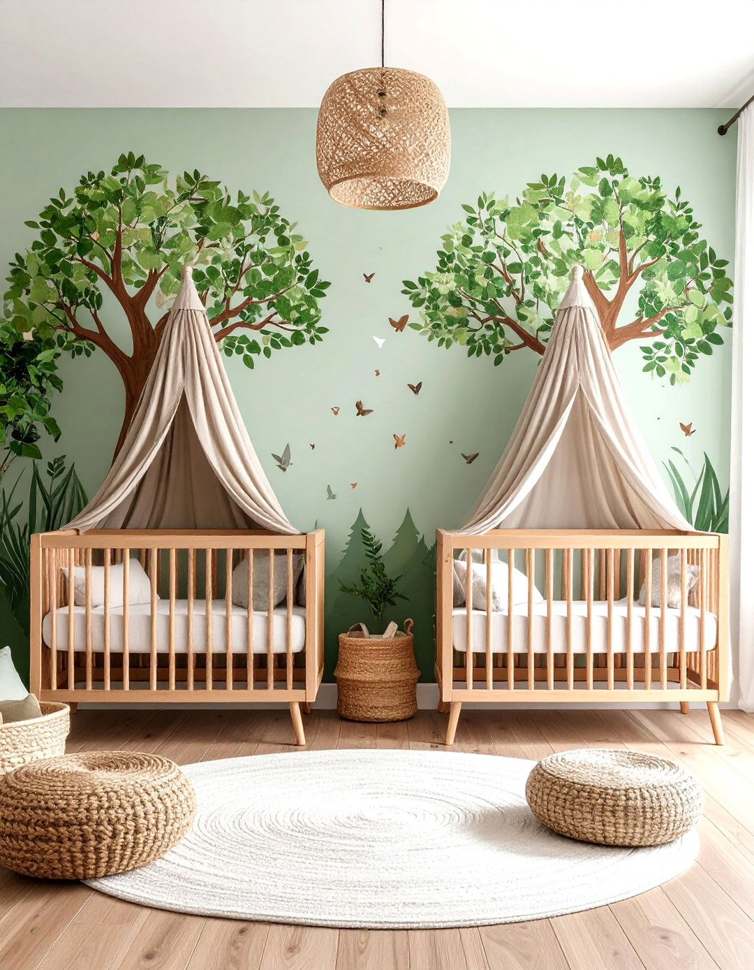 Gender Neutral Woodland Twin Nursery - 25 Twin Nursery Ideas