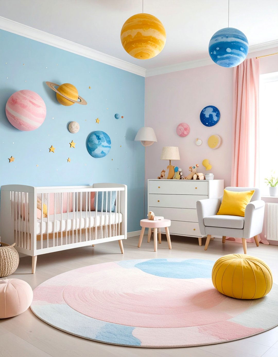 Gentle Pastel Solar System - 25 Space-themed Nursery Ideas