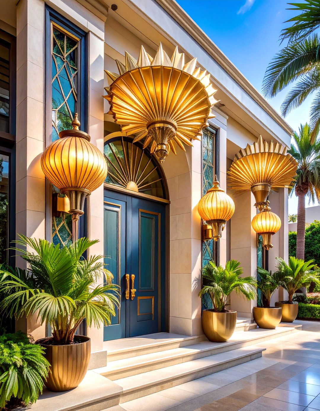 Geometric Art Deco Sconces - 25 Front Porch Lighting Ideas