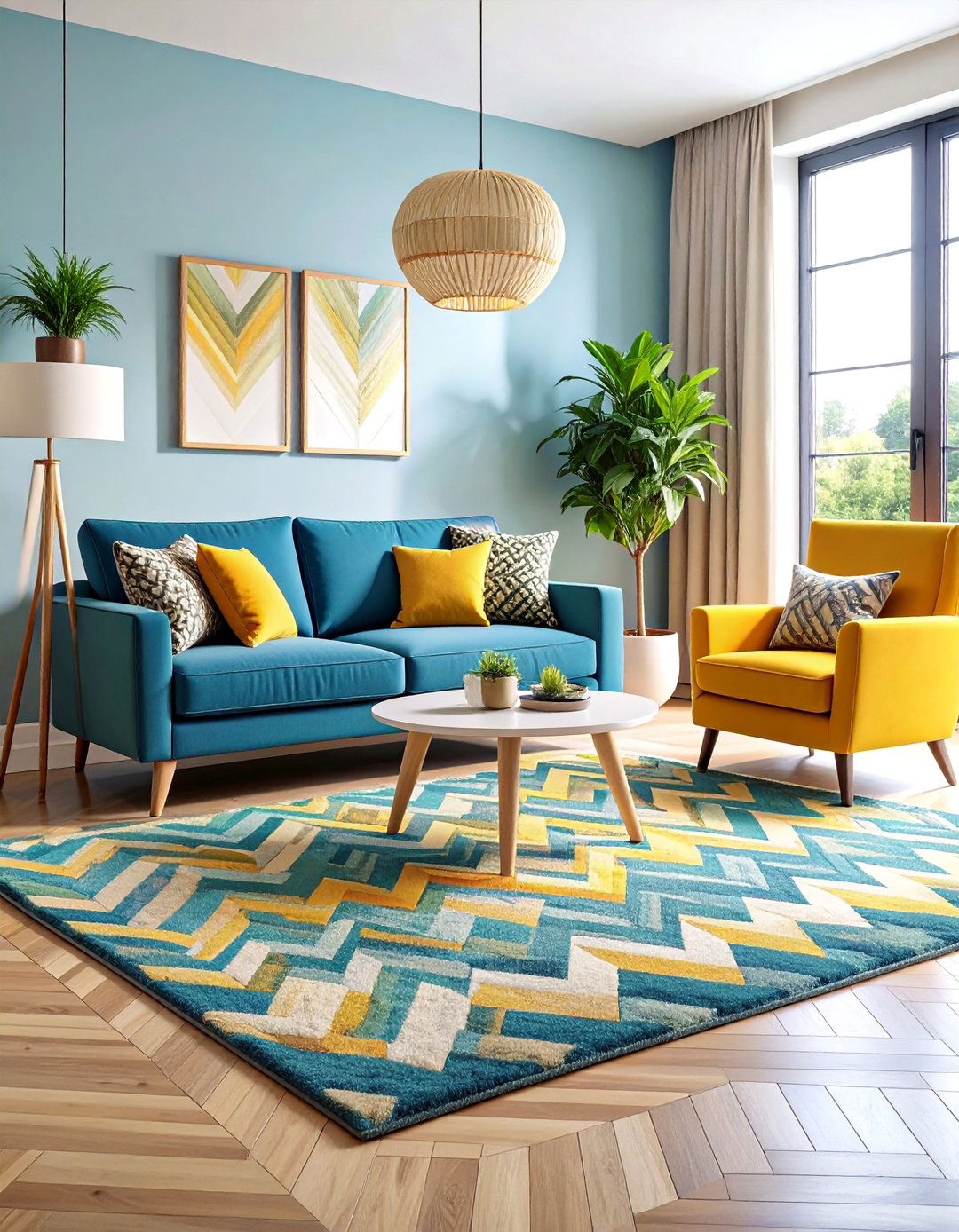 Geometric Chevron Contemporary Look Carpet - 25 Living Room Carpet Ideas
