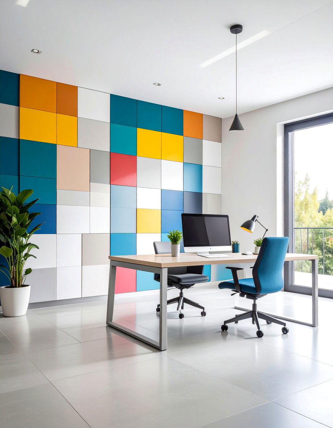 Geometric Color Block Wall Design in Modern Neutrals - 25 Wall Painting Ideas of Any Room