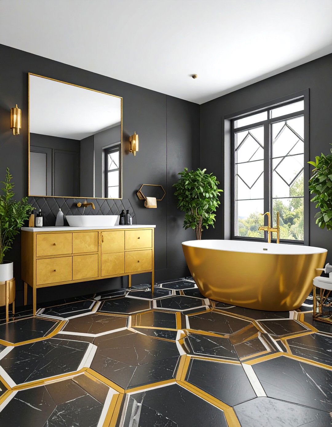 Geometric Floor Design Art Deco Bathroom - 25 Art Deco Bathroom Ideas