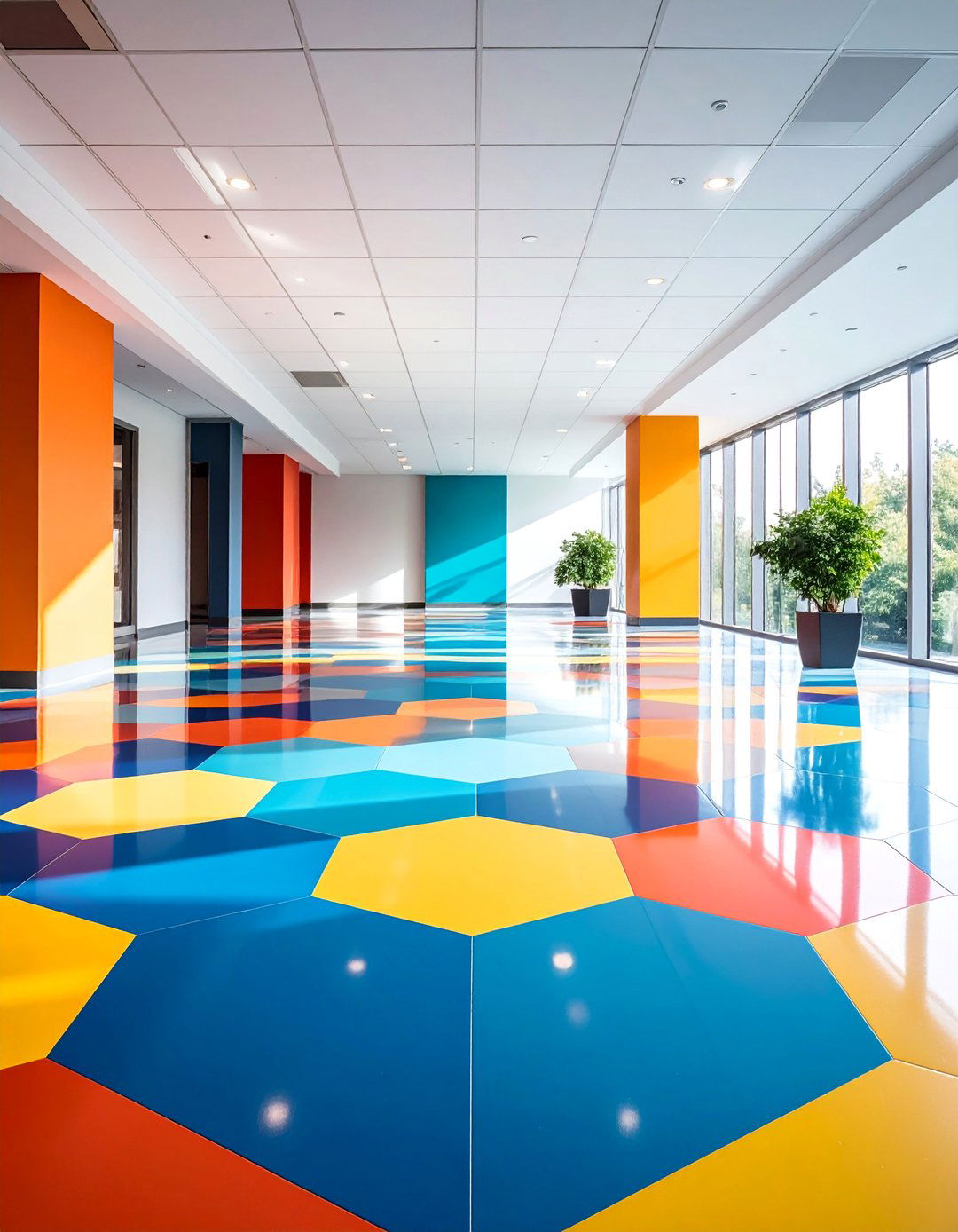 Geometric Hexagon Pattern Epoxy Design - 25 Epoxy Floor Designs