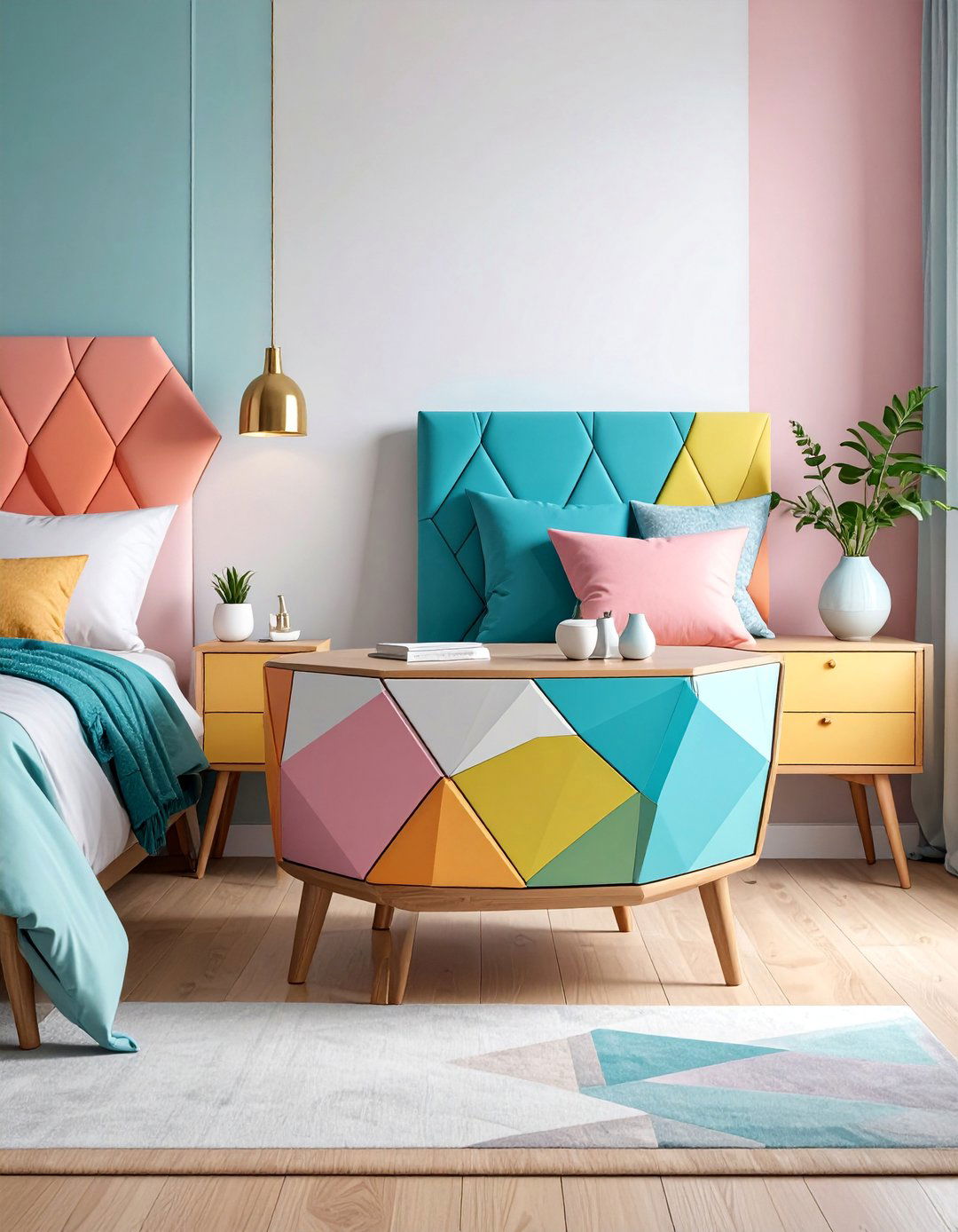 Geometric Hexagonal Nightstand - 25 Nightstand Ideas