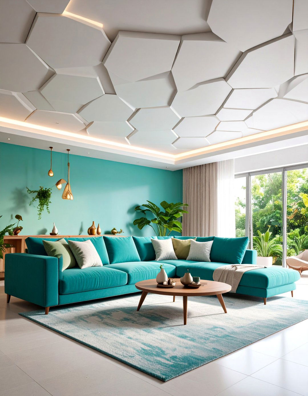 Geometric Hexagonal Pop Ceiling Pattern - 25 Pop Ceiling Design Ideas