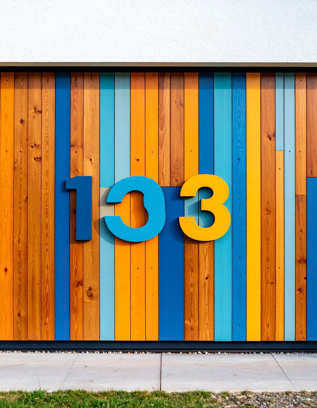 Geometric House Number Accent Wall Feature - 25 House Number Ideas