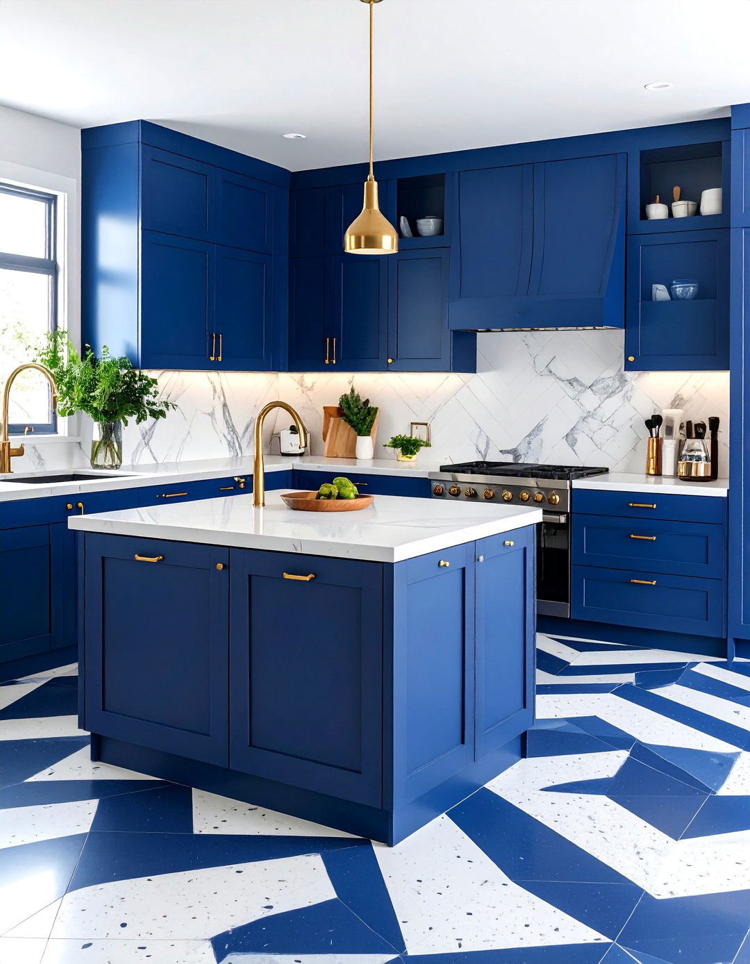 Geometric Inlay Terrazzo Kitchen Floor Pattern - 25 Terrazzo Kitchen Floor Ideas