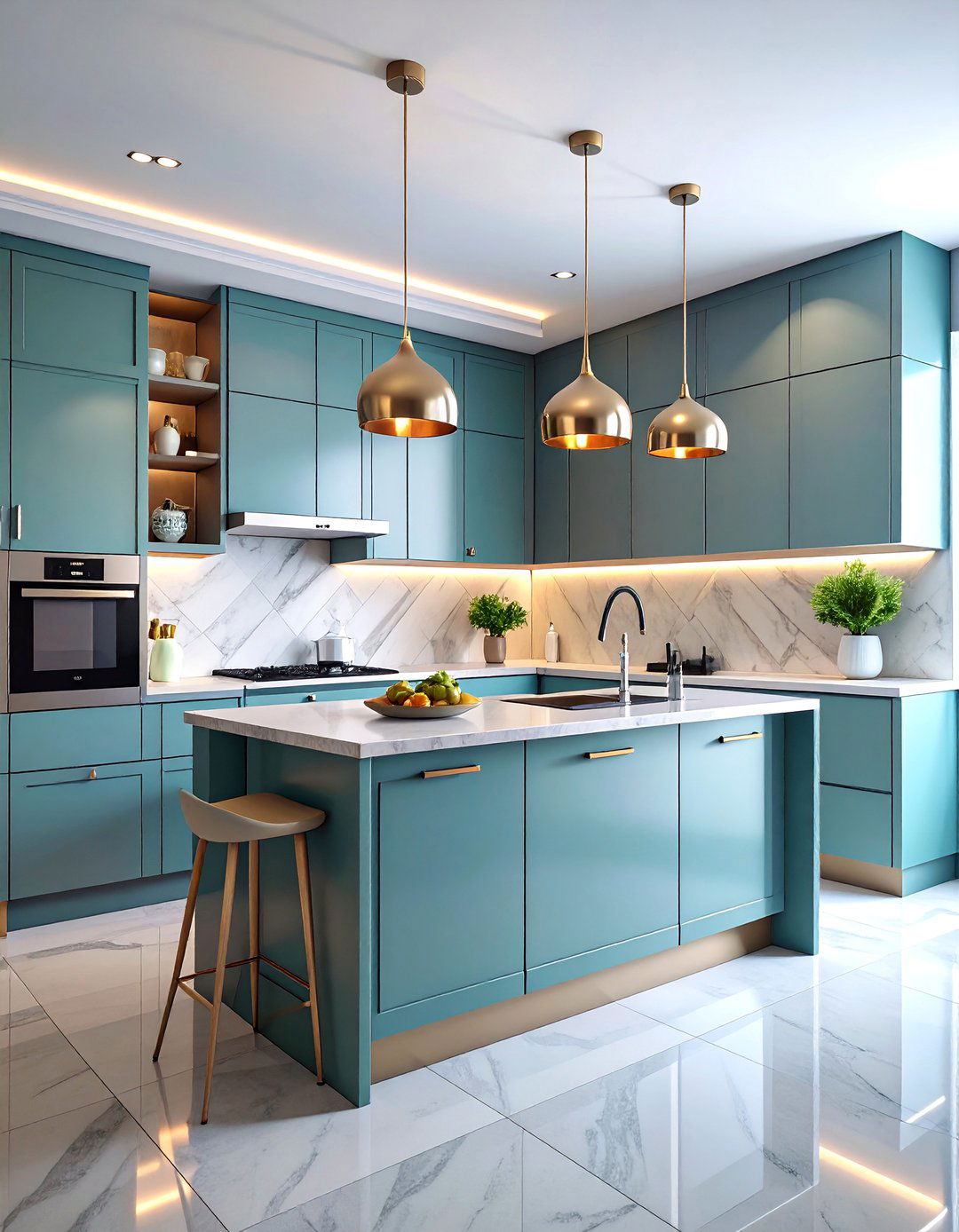 Geometric Kitchen Design with Soft Art Deco Lines - 25 Kitchen Wallpaper Ideas