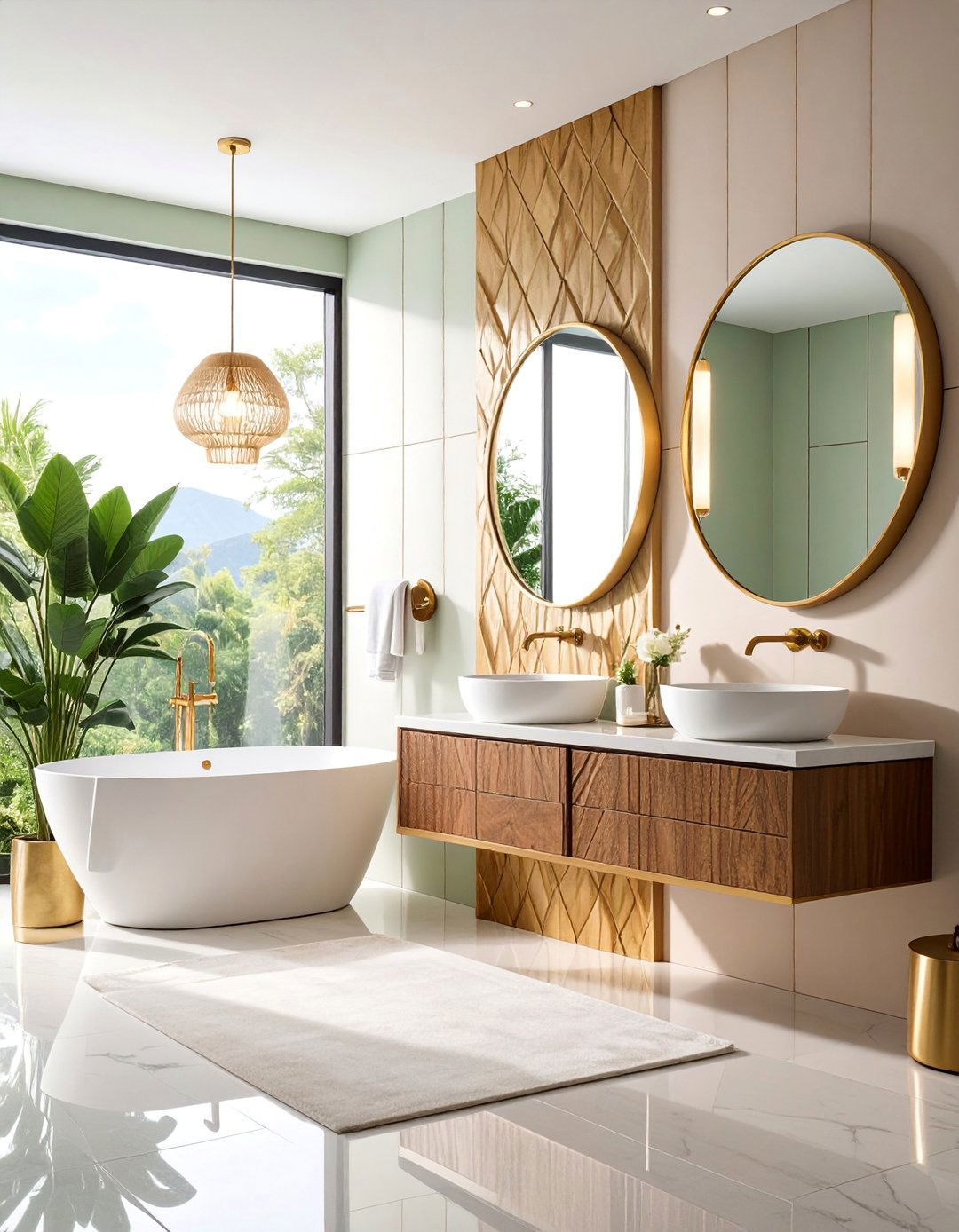 Geometric Mirror Wall Art Deco Bathroom - 25 Art Deco Bathroom Ideas