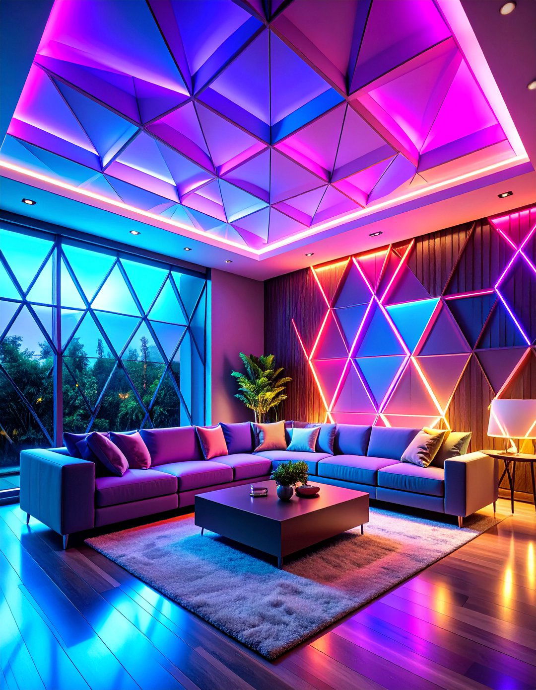 Geometric Modern Coffered Design - 25 Living Room Ceiling Ideas