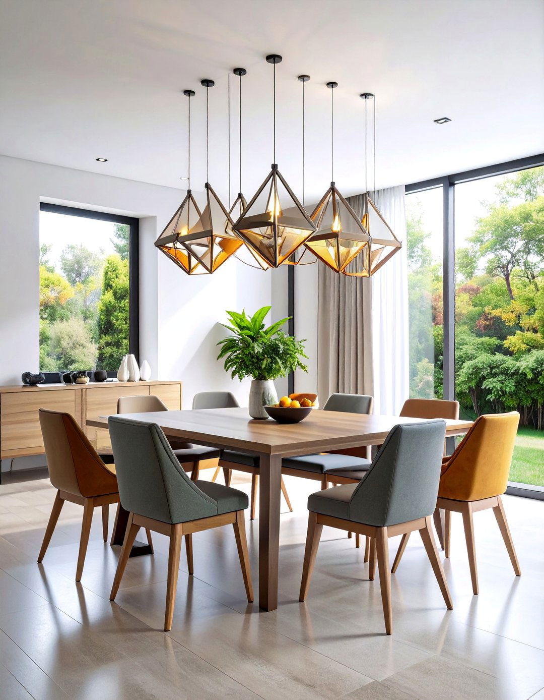 Geometric Modern Dining Room Chandelier with Angular Design - 25 Dining Room Lighting Ideas