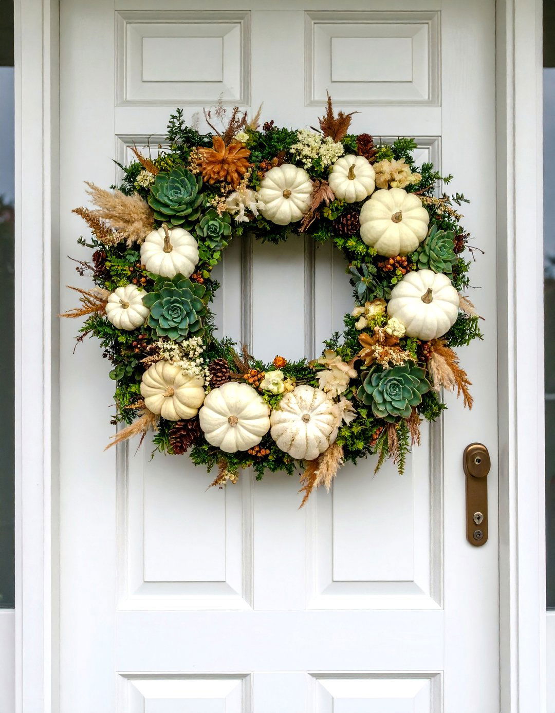 Geometric Modern Fall Wreath Design - 25 Front Door Fall Decor Ideas