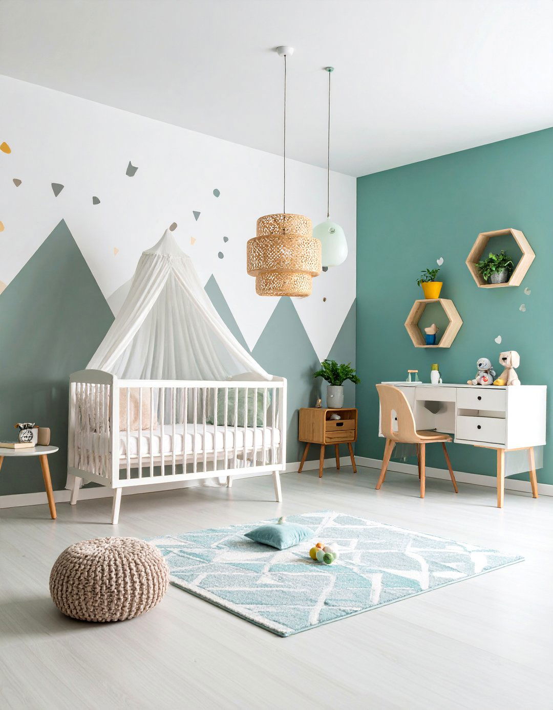 Geometric Modern Wall Pattern - 25 Nursery Wall Decor Ideas