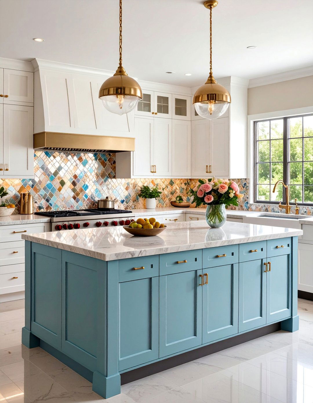 Geometric Mosaic Kitchen with Platinum Accents - 25 Art Deco Kitchen Ideas