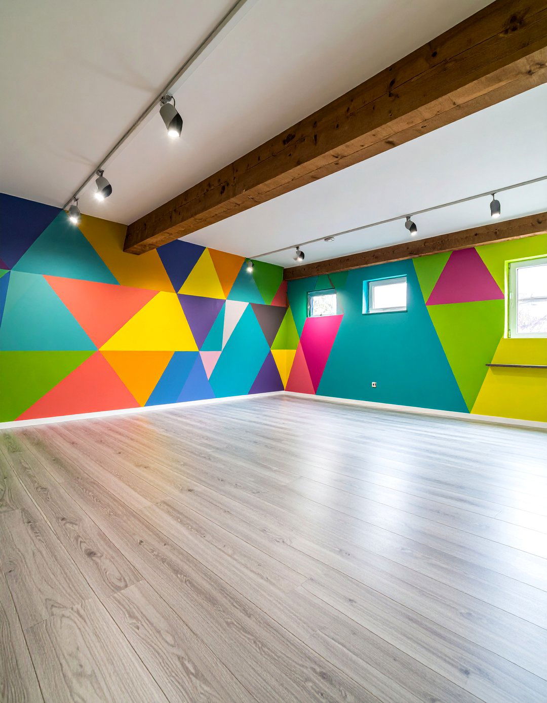 Geometric Pattern Basement Accent Wall - 25 Basement Accent Wall Ideas