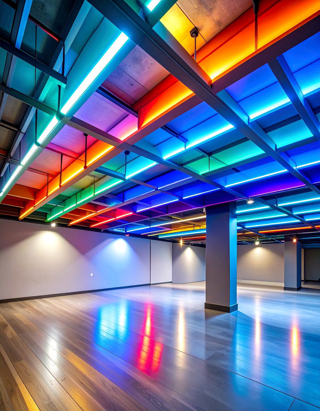 Geometric Pattern Ceiling with Contemporary Flair - 25 Exposed Basement Ceiling Ideas