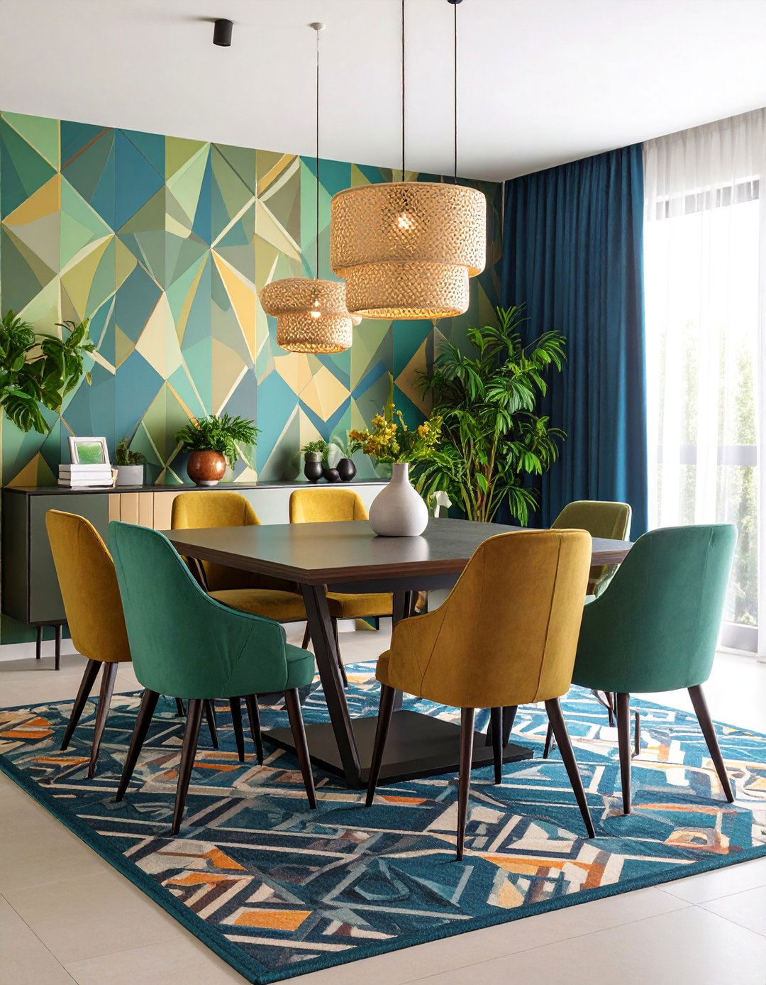 Geometric Pattern Masculine Dining Room - 25 masculine dining room ideas
